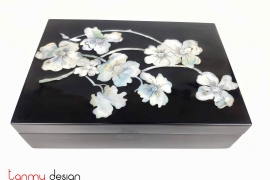 Rectangular box with pearl orchids  23*16cm